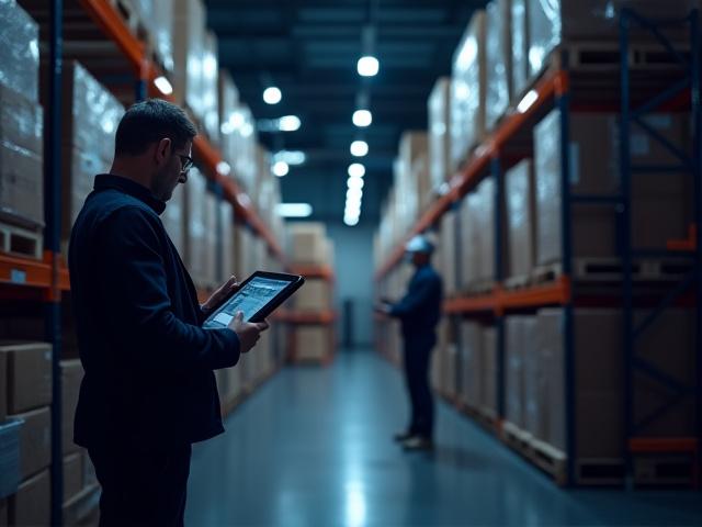Organized warehouse floor with K1 Xpress logistics staff managing returns